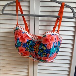 Figleaves 34G Floral Tropical Bikini Top - Orange & Blue